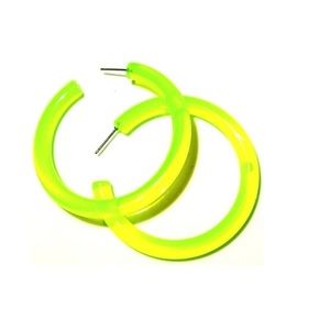 Neon Color Big Acrylic Hoop Earrings for Women Punk Fluorescent Green